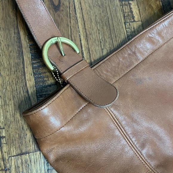 VTG COACH tote bucket bag naturally aged brown leather DYI beauty flawed gem - Picture 9 of 17